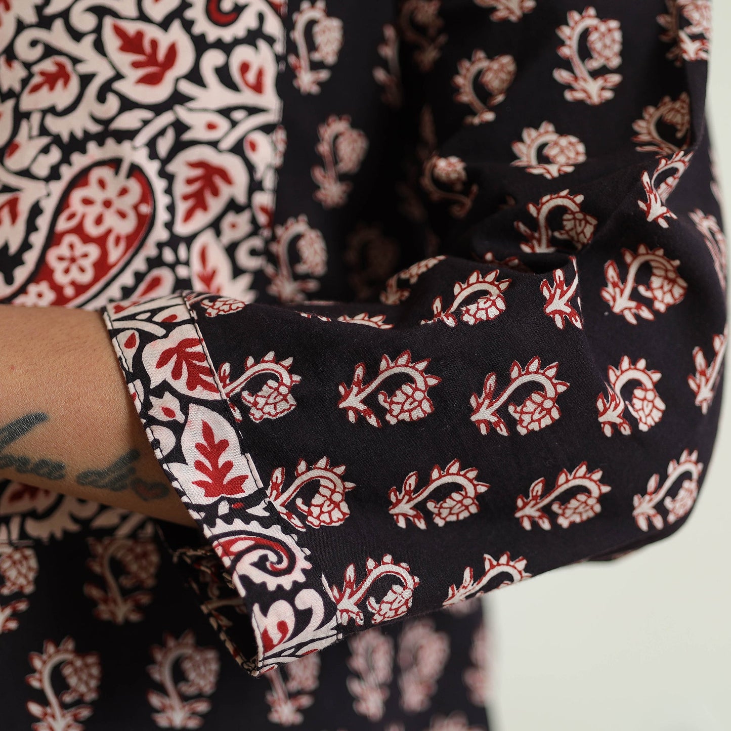 Buy Black - Block Print Cotton Straight Bagh Kurta For Women