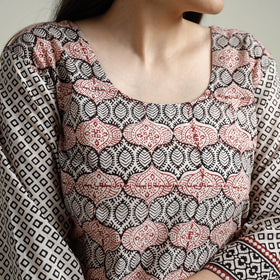 Buy Block Print Cotton Straight Bagh Kurta For Women