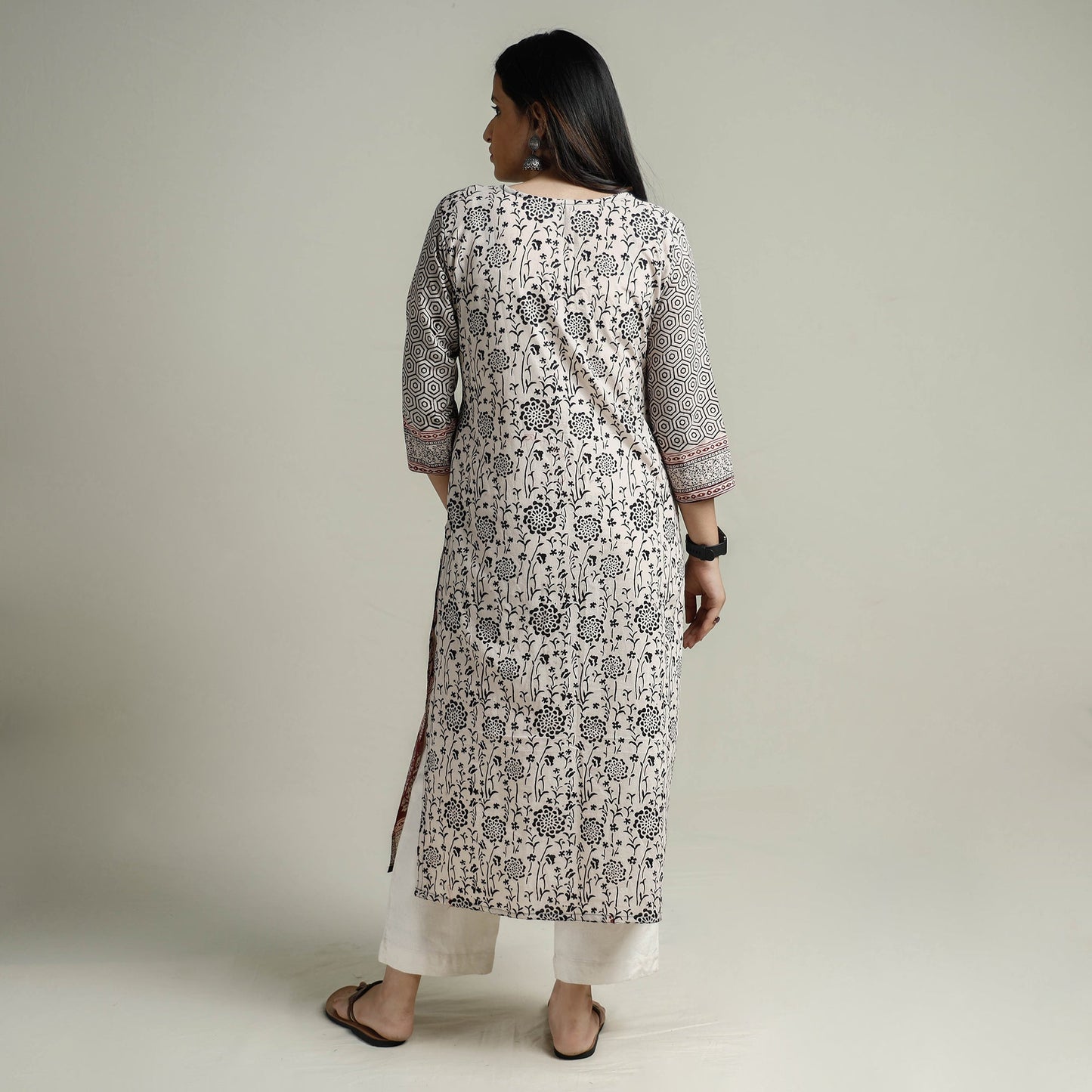 Black - cotton straight bagh kurta - handcrafted