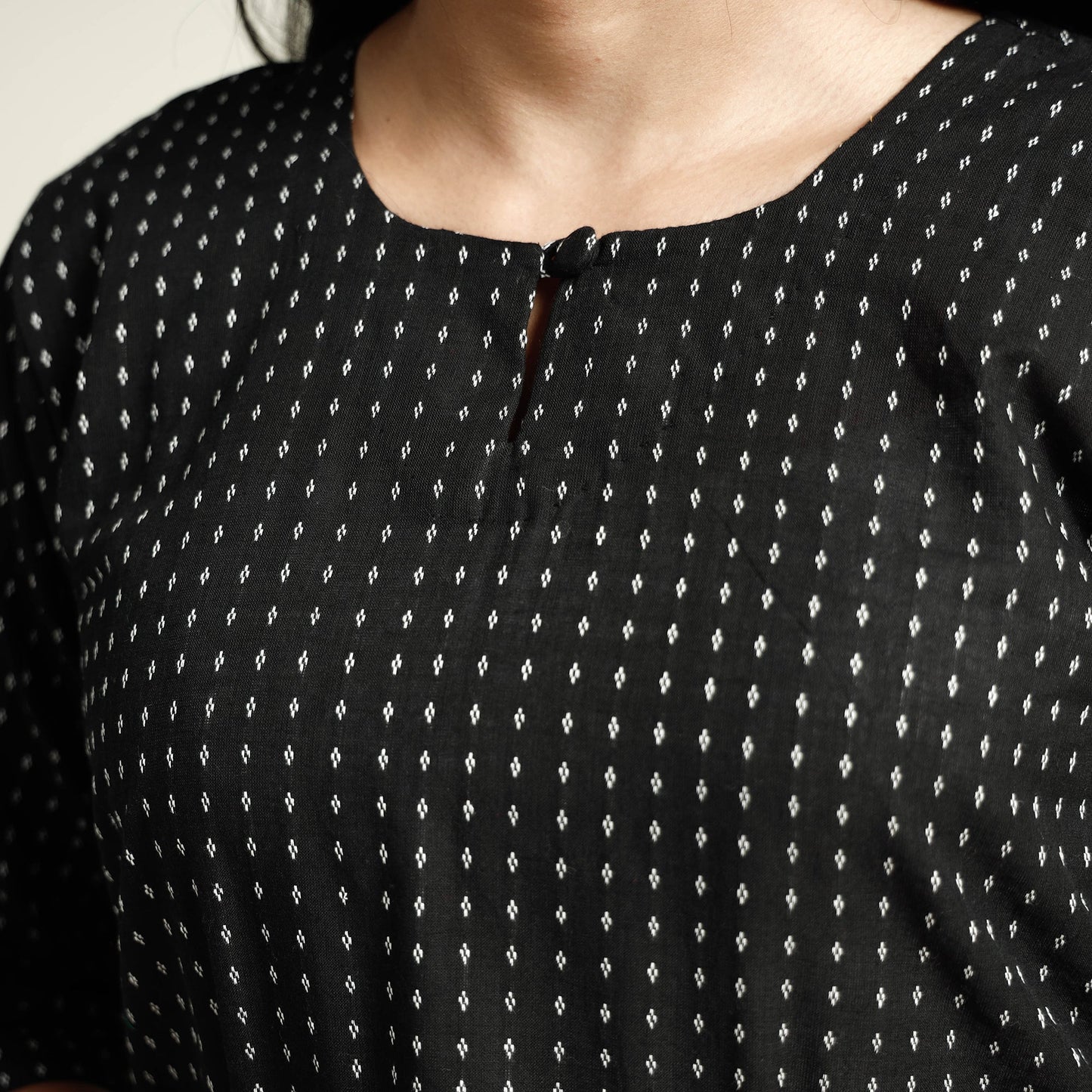 Black - Cotton Straight Jacquard Kurta 16