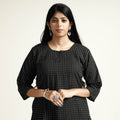 Black - Cotton Straight Jacquard Kurta 16