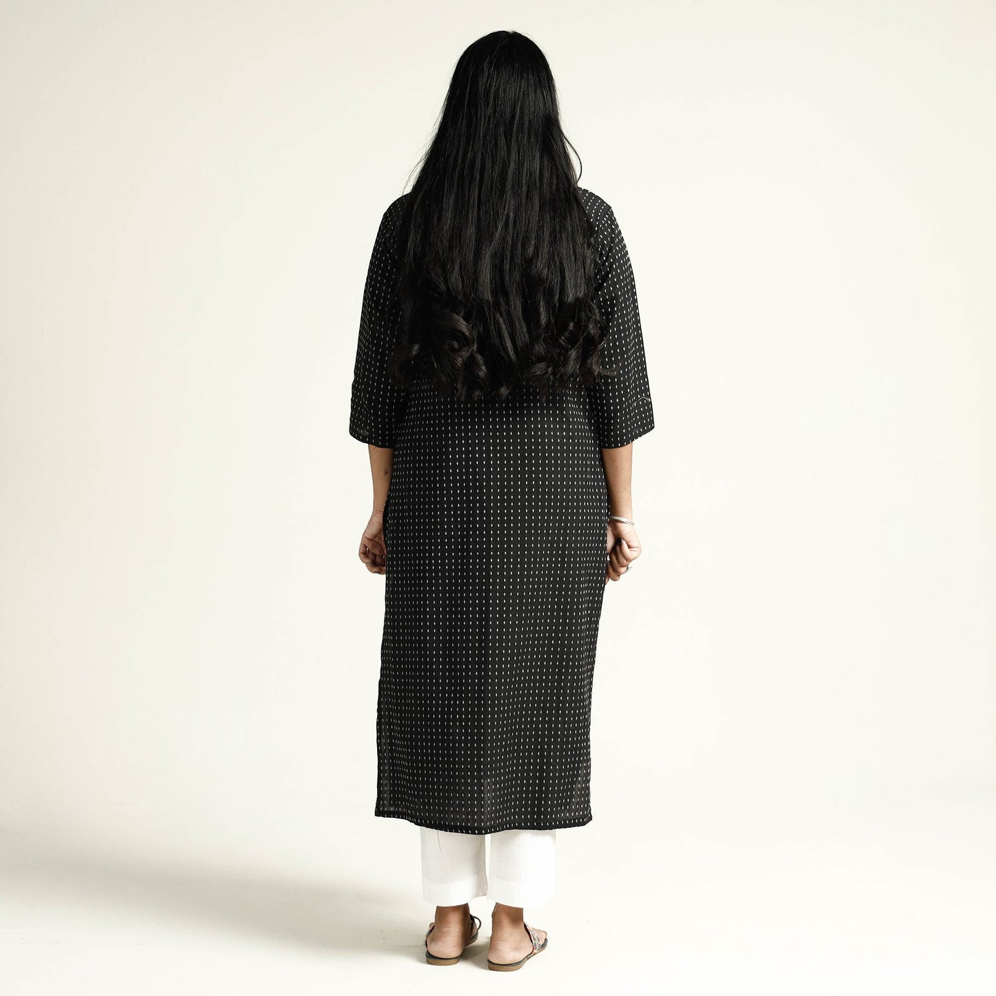 Black - Cotton Straight Jacquard Kurta 16