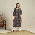  Black Block Print Cotton Straight Kalamkari Kurta For Women