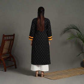  Black Cotton Straight Pochampally Ikat Kurta for Women