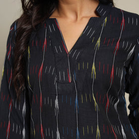 Black - cotton straight pochampally ikat kurta 06