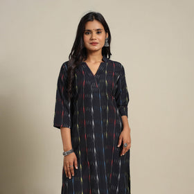 Black - cotton straight pochampally ikat kurta 06