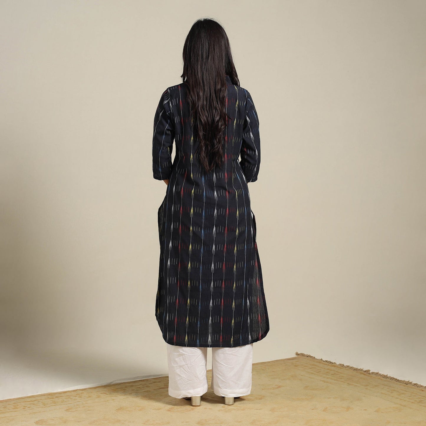 Black - cotton straight pochampally ikat kurta 06