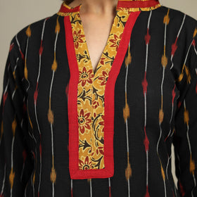 Black - cotton straight pochampally ikat kurta 16