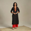 Black - cotton straight pochampally ikat kurta 16