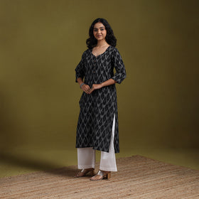 Cotton straight pochampally ikat kurta for women 13