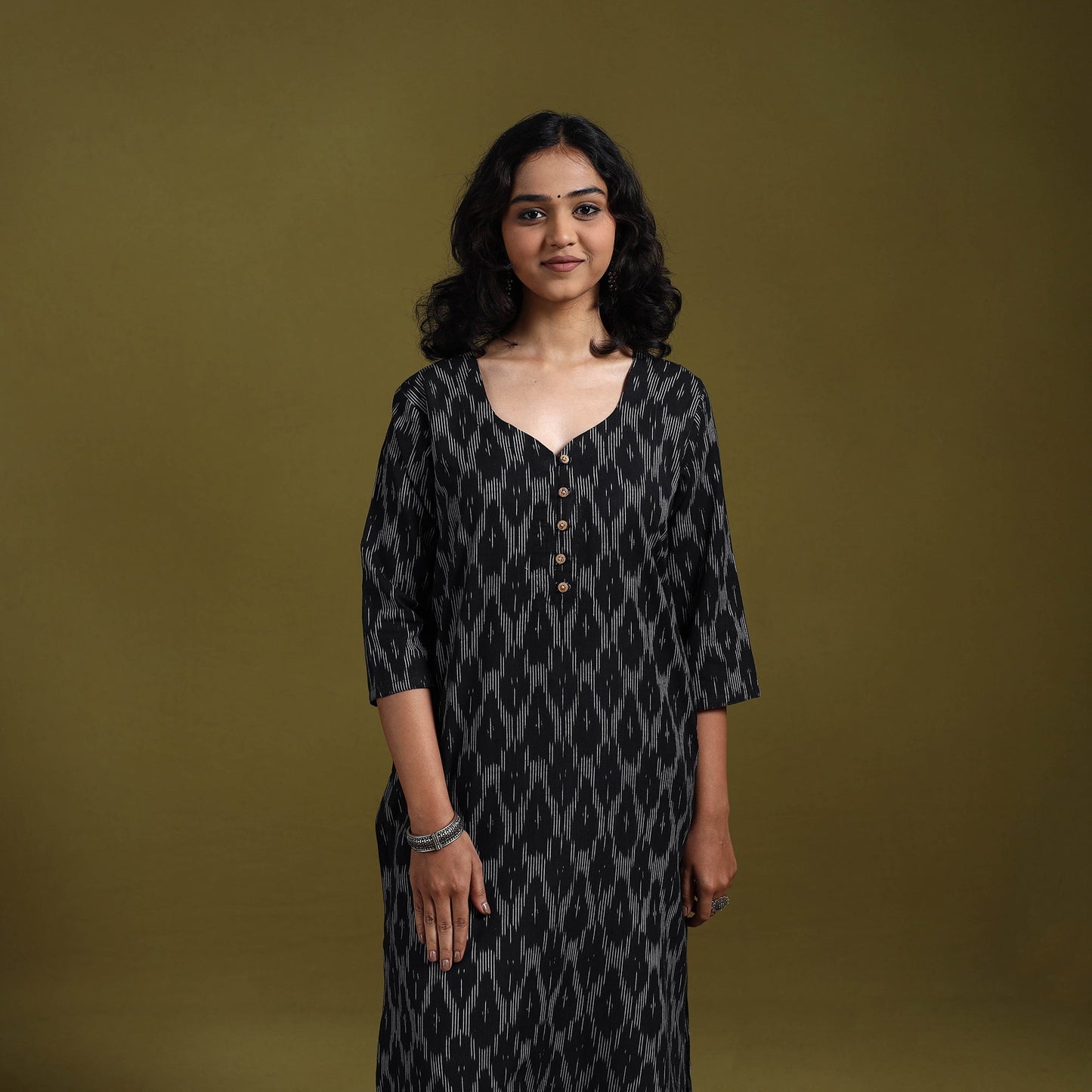 Cotton straight pochampally ikat kurta for women 13