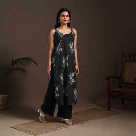 Black - cotton straight sanganeri kurta 16 - handcrafted