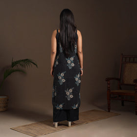 Black - cotton straight sanganeri kurta 16 - handcrafted