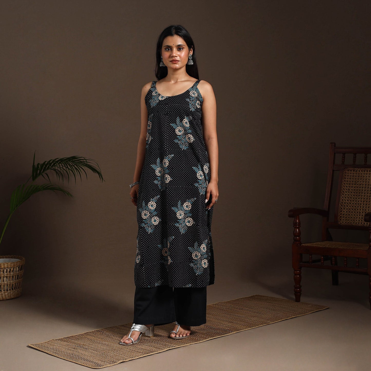 Black - cotton straight sanganeri kurta 16 - handcrafted