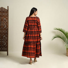 Buy Black  Block Print Cotton Tiered Bagh Dress 