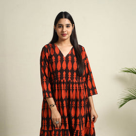 Buy Black  Block Print Cotton Tiered Bagh Dress 