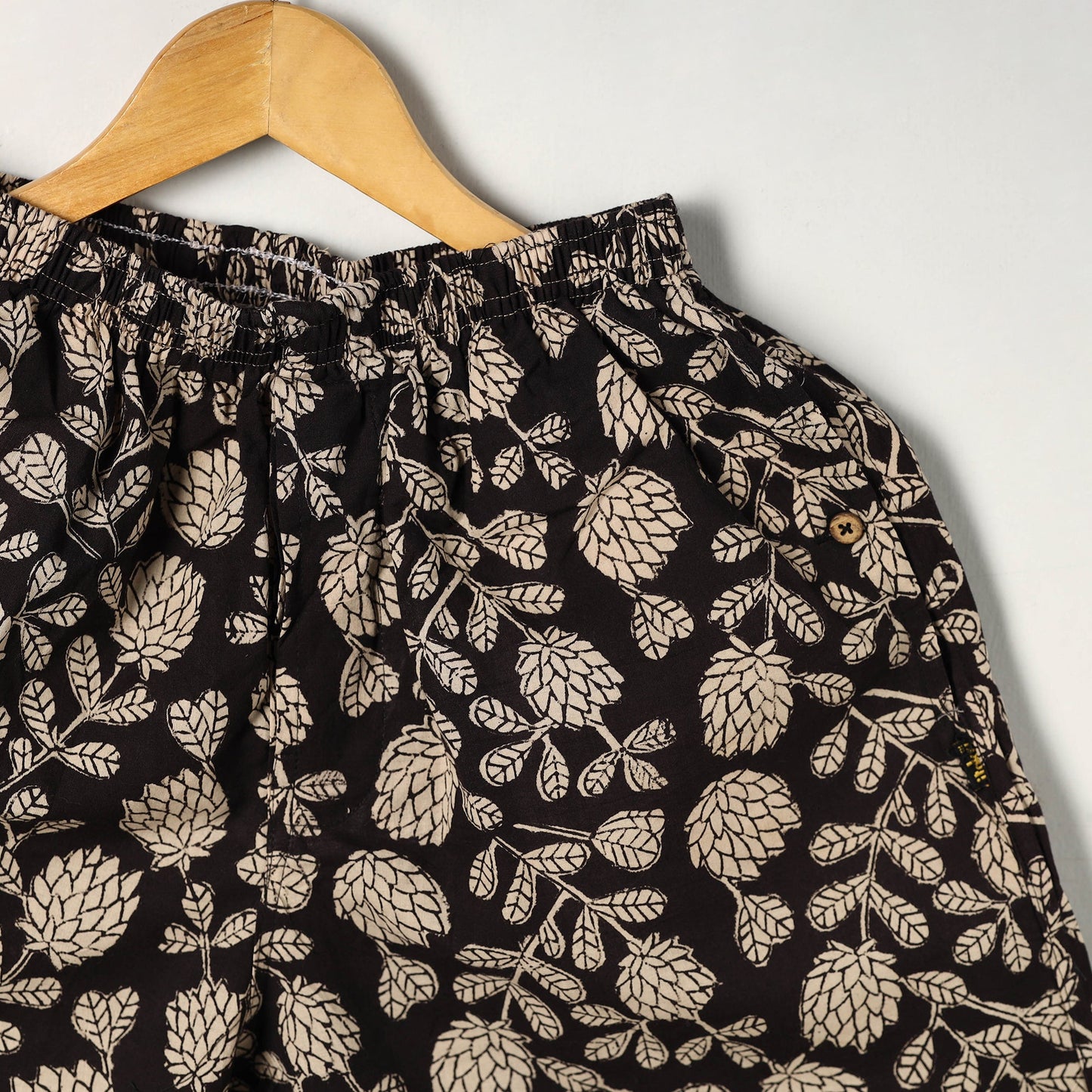  Black Block Print Cotton Unisex Bagru Shorts/Boxer