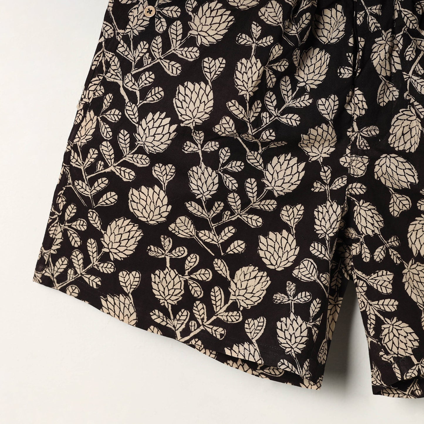  Black Block Print Cotton Unisex Bagru Shorts/Boxer