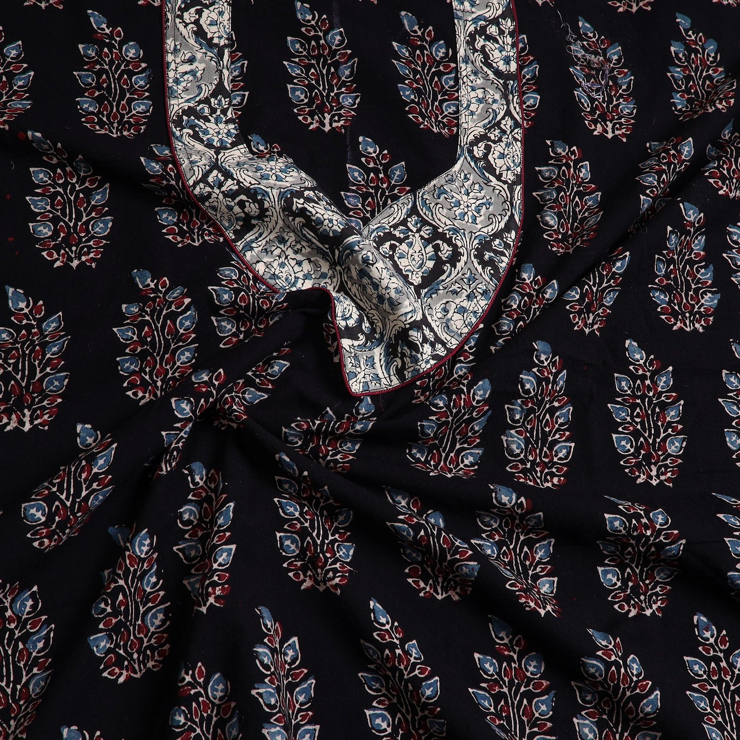  Traditional Ajrakh Print Kurta Material Online in India