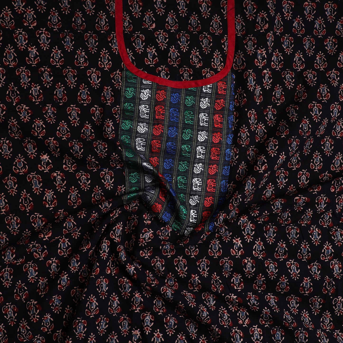  Traditional Ajrakh Print Kurta Material Online in India