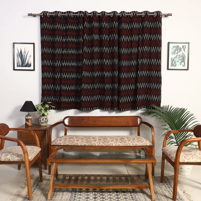  Cotton Window Black Pochampally Ikat Curtain 