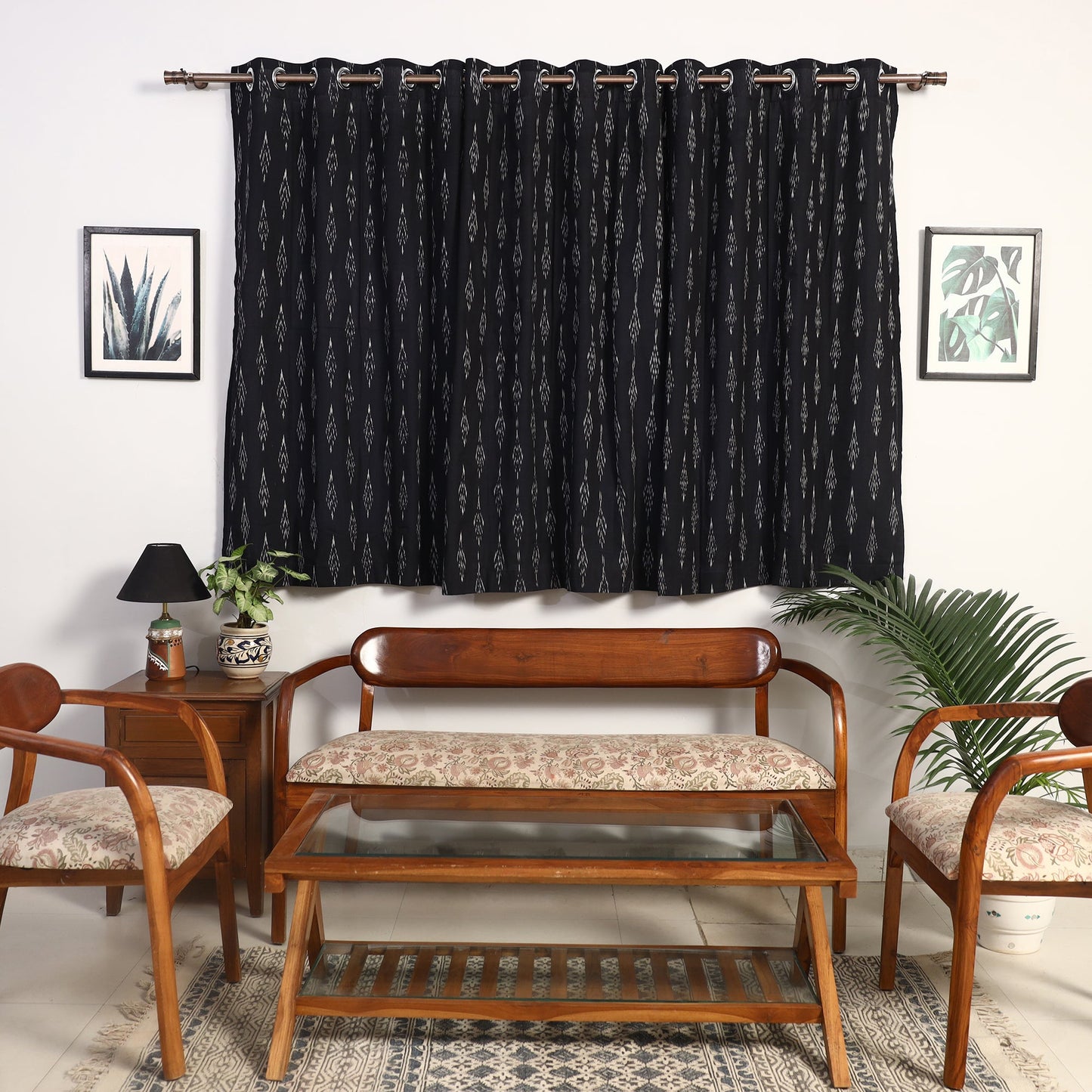 Buy Cotton Window Black Pochampally Ikat Curtain 