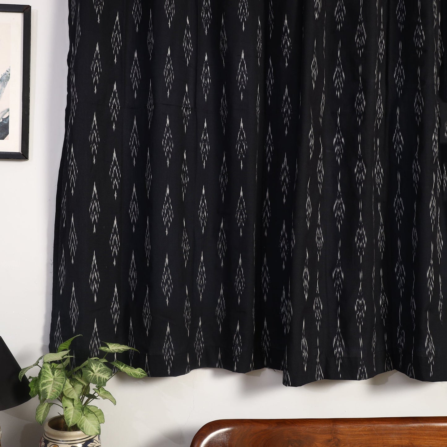 Buy Cotton Window Black Pochampally Ikat Curtain 