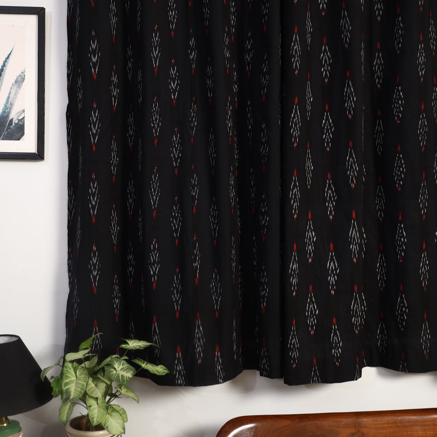 Buy Cotton Window Black Pochampally Ikat Curtain 