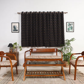 Black - cotton window pochampally ikat curtain (5 x 3 feet)
