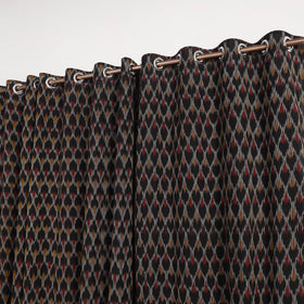 Black - cotton window pochampally ikat curtain (5 x 3 feet)
