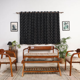 Black - cotton window pochampally ikat curtain (5 x 3 feet)