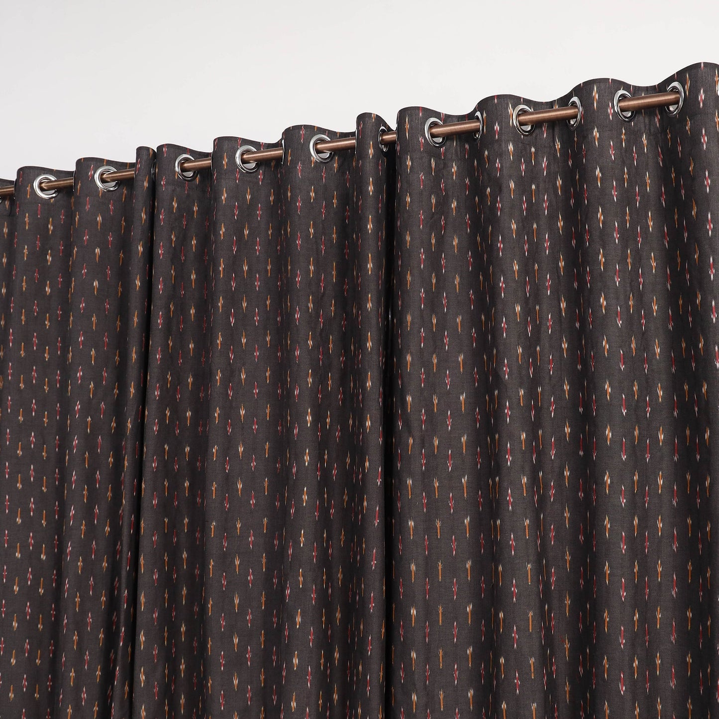 Black - cotton window pochampally ikat curtain (5 x 3 feet)