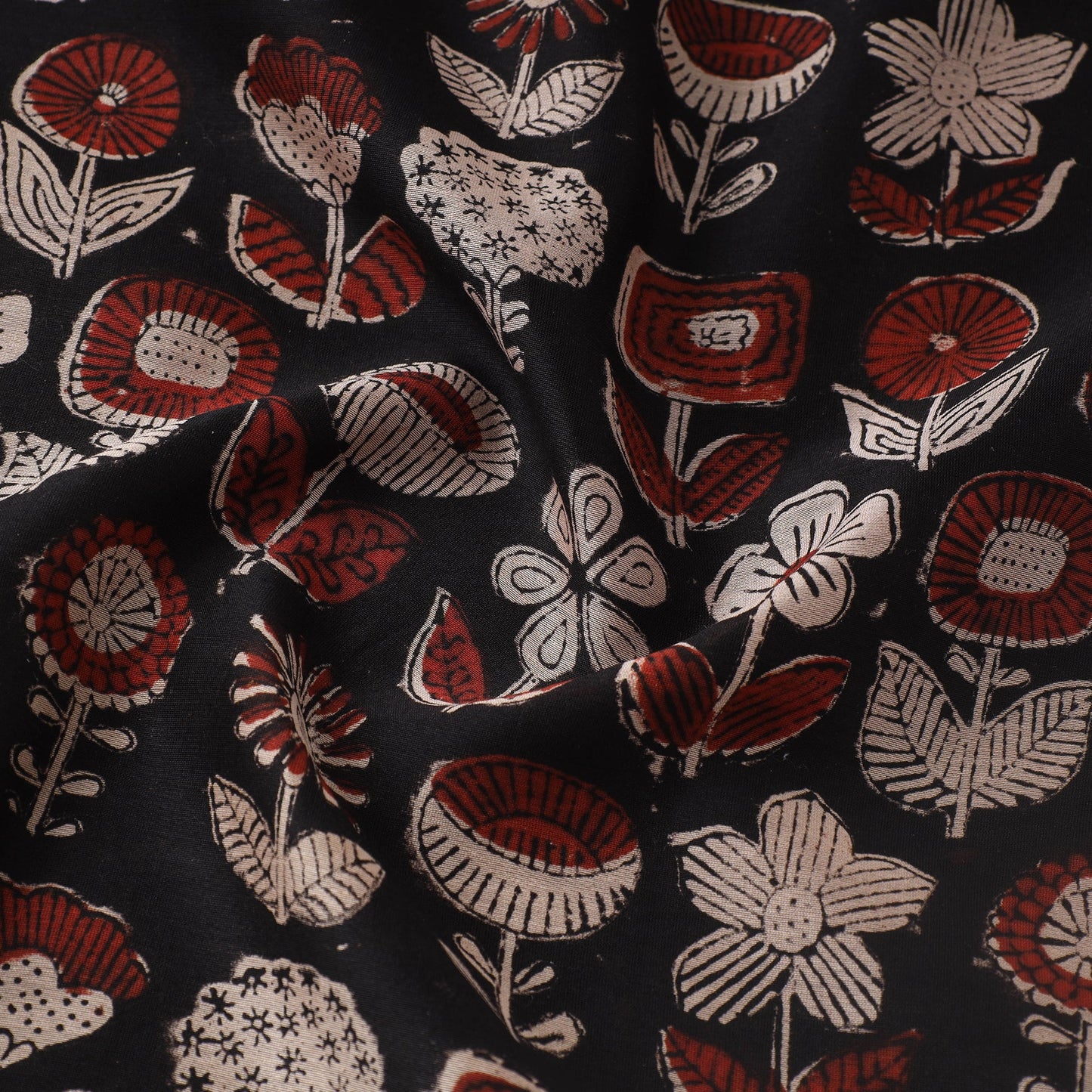 Ajrakh Dabu Bagru Block Print Handloom Chanderi Silk Fabric