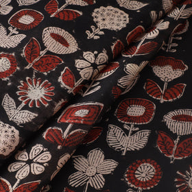 Ajrakh Dabu Bagru Block Print Handloom Chanderi Silk Fabric