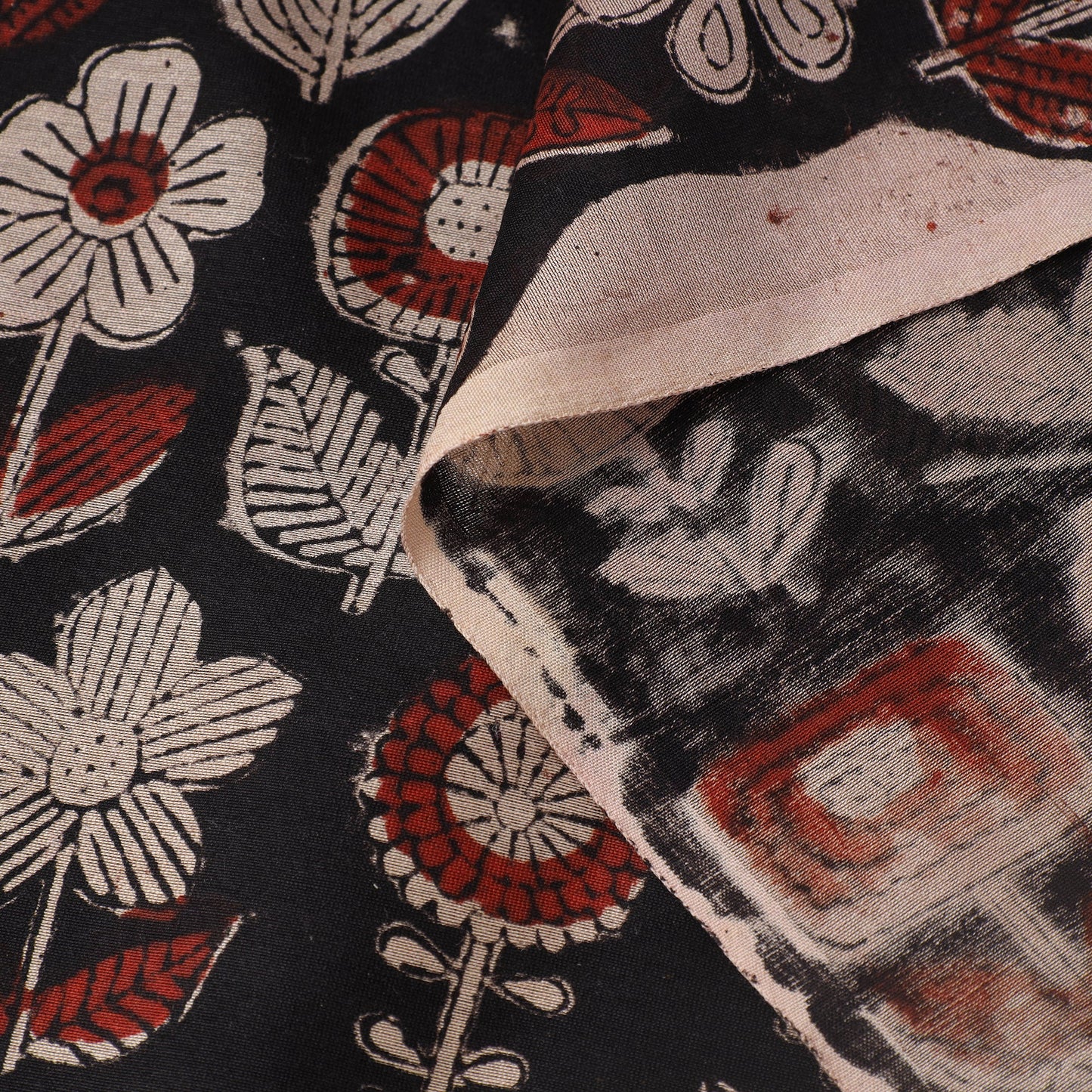 Ajrakh Dabu Bagru Block Print Handloom Chanderi Silk Fabric