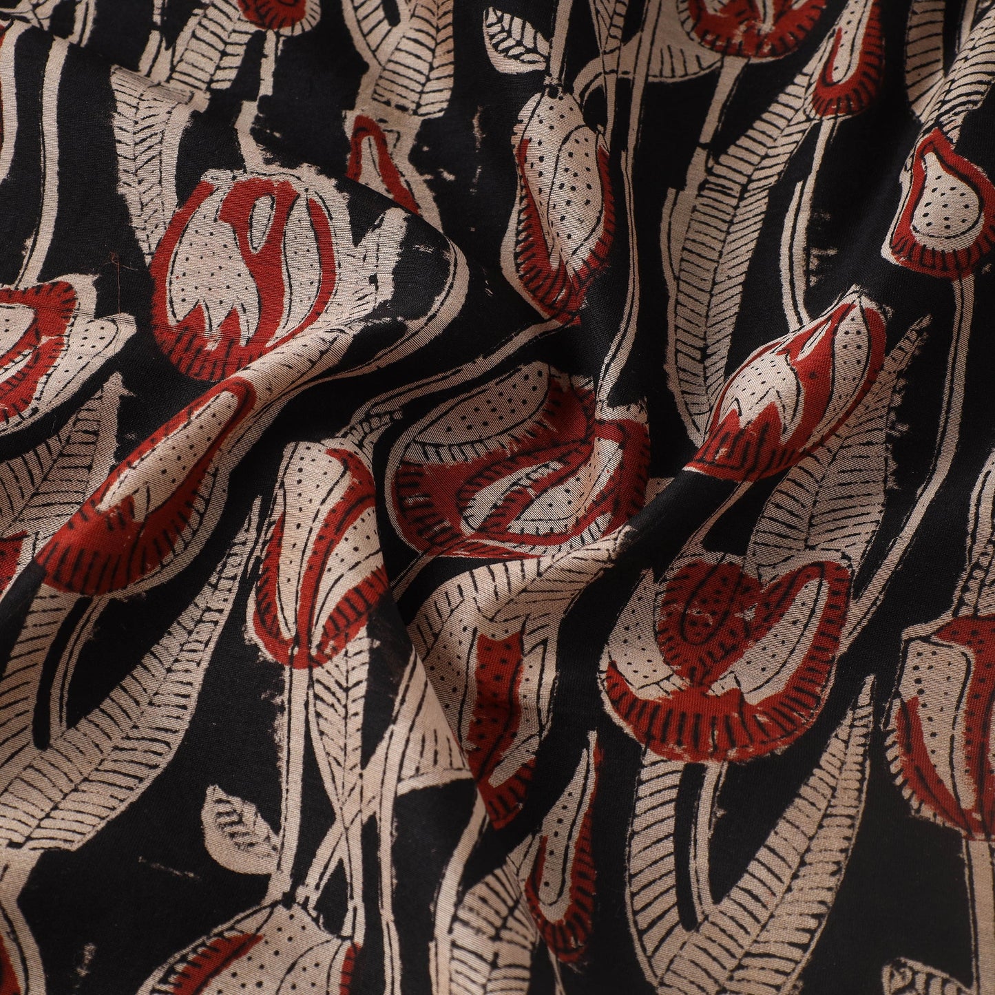 Ajrakh Dabu Bagru Block Print Handloom Chanderi Silk Fabric