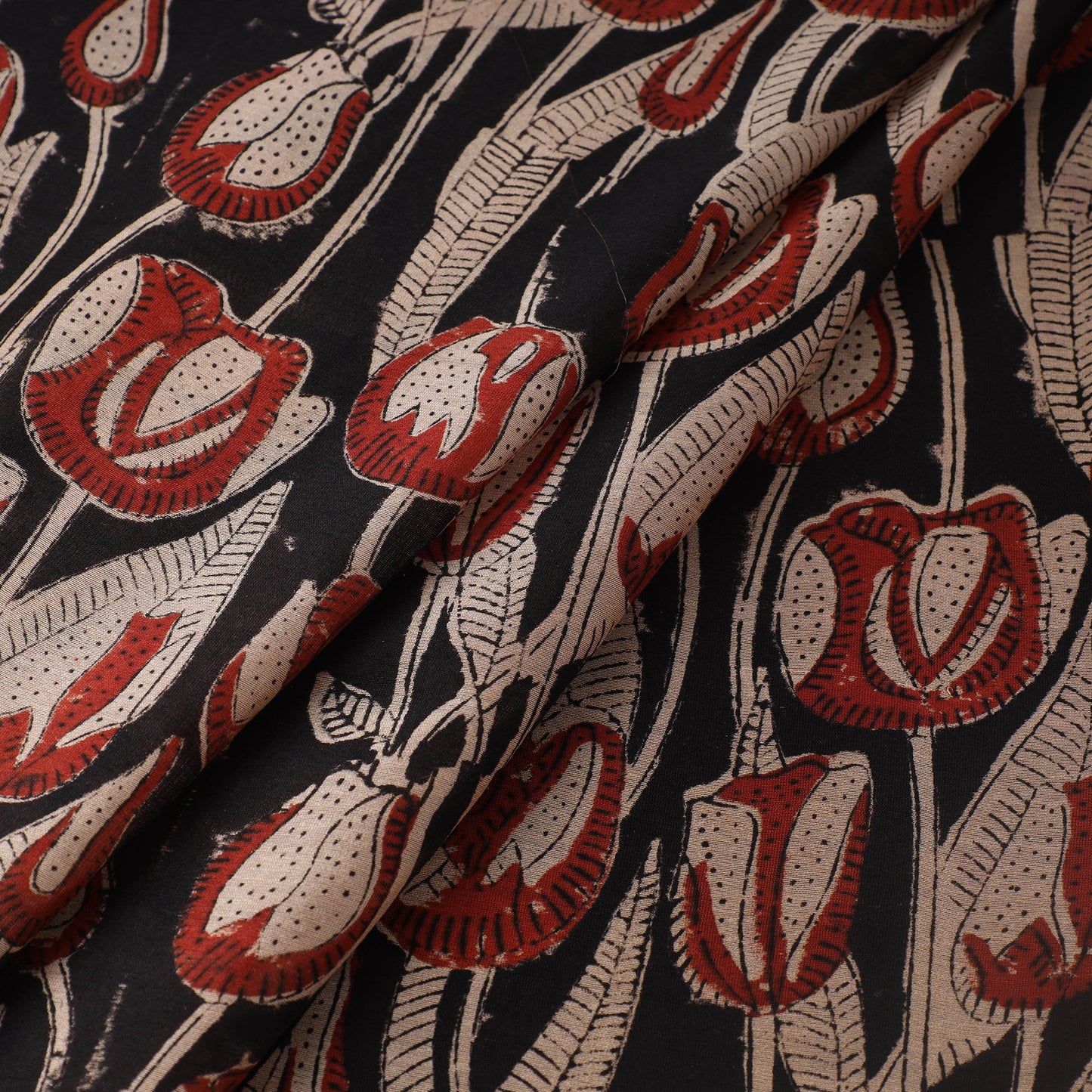 Ajrakh Dabu Bagru Block Print Handloom Chanderi Silk Fabric