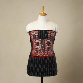 Buy Black Desert Thread Embroidery Ikat Kurta Material