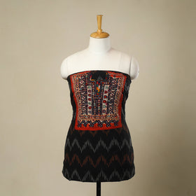 Buy Black Desert Thread Embroidery Ikat Kurta Material