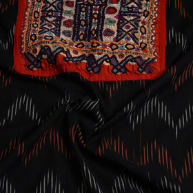 Buy Black Desert Thread Embroidery Ikat Kurta Material