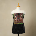 Buy Black Desert Thread Embroidery Ikat Kurta Material