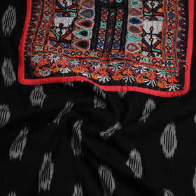 Buy Black Desert Thread Embroidery Ikat Kurta Material
