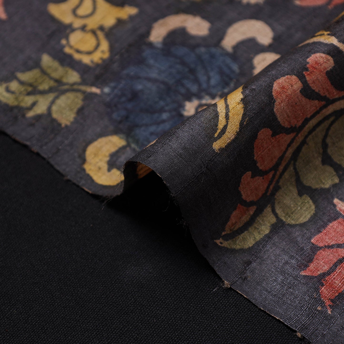 Black - desi tussar silk handpainted srikalahasti pen