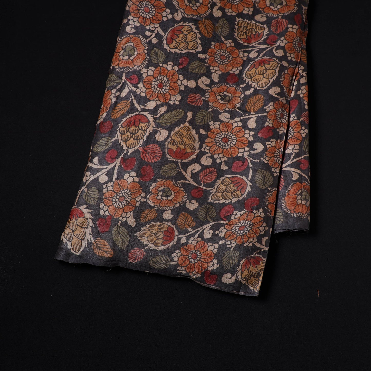 Black - desi tussar silk handpainted srikalahasti pen