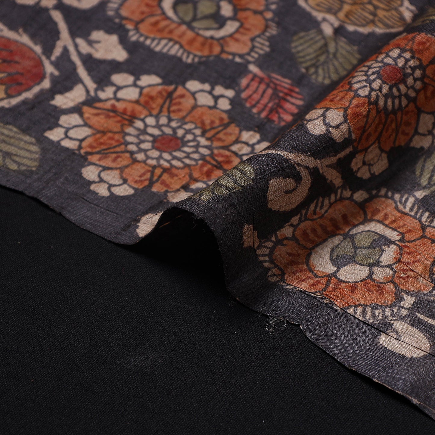 Black - desi tussar silk handpainted srikalahasti pen