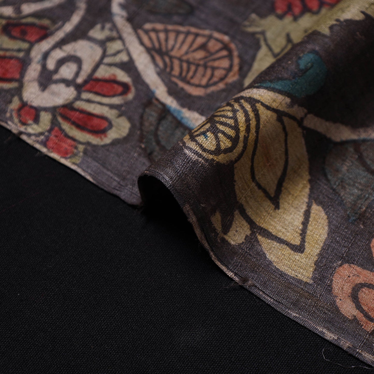 Black - desi tussar silk handpainted srikalahasti pen