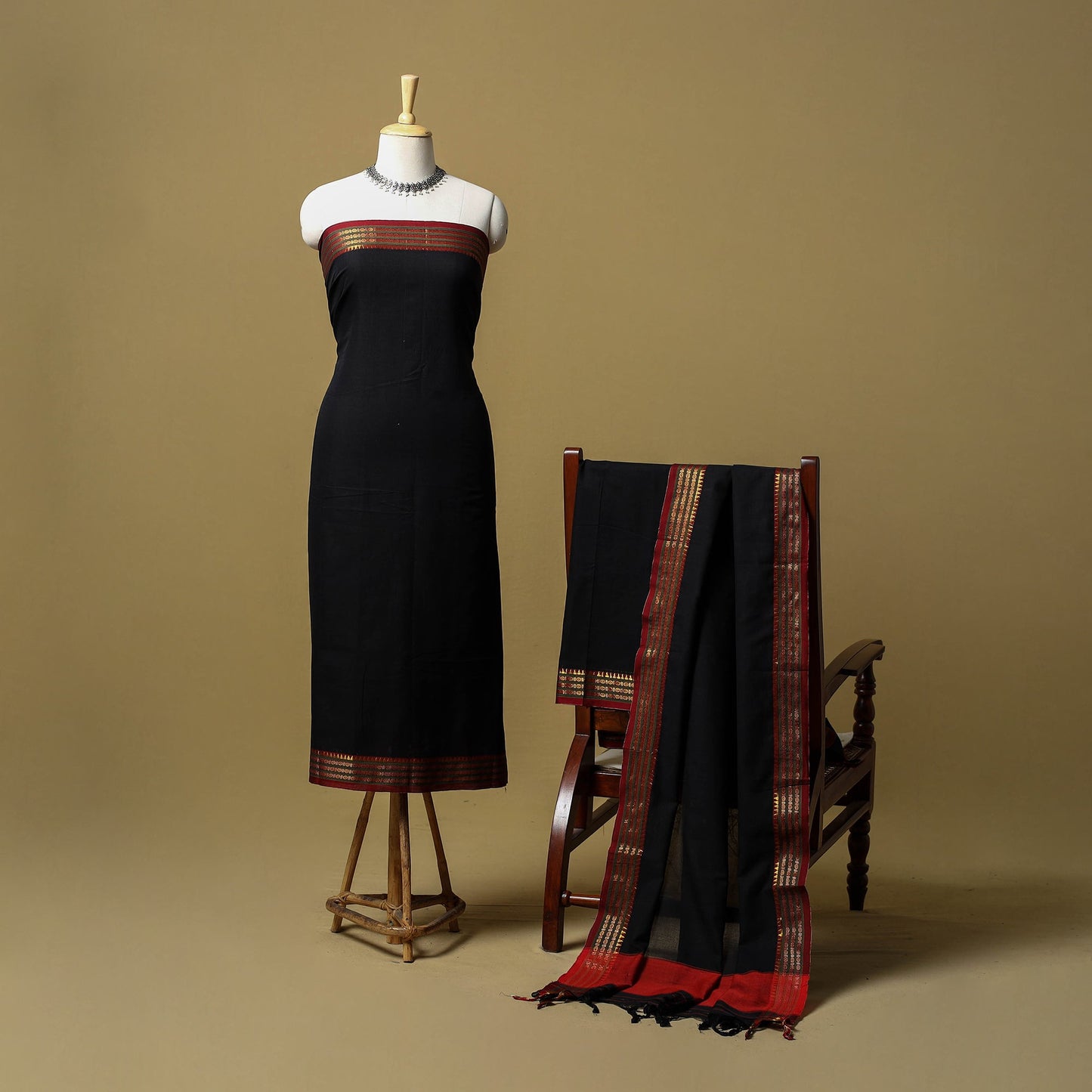 Dharwad cotton 3pc unstitched dress material with border 07