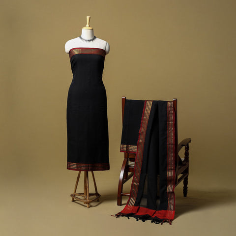 Dharwad cotton 3pc unstitched dress material with border 07