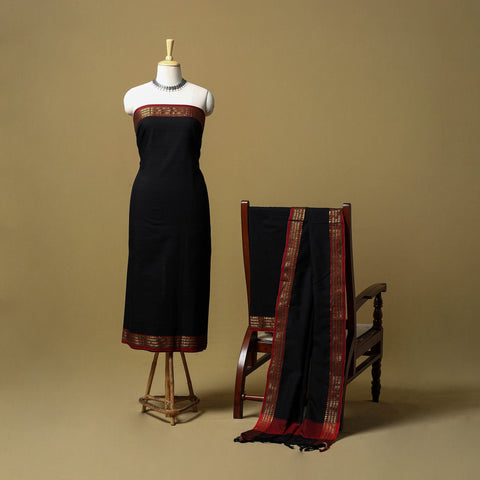 Dharwad cotton 3pc unstitched dress material with border 12