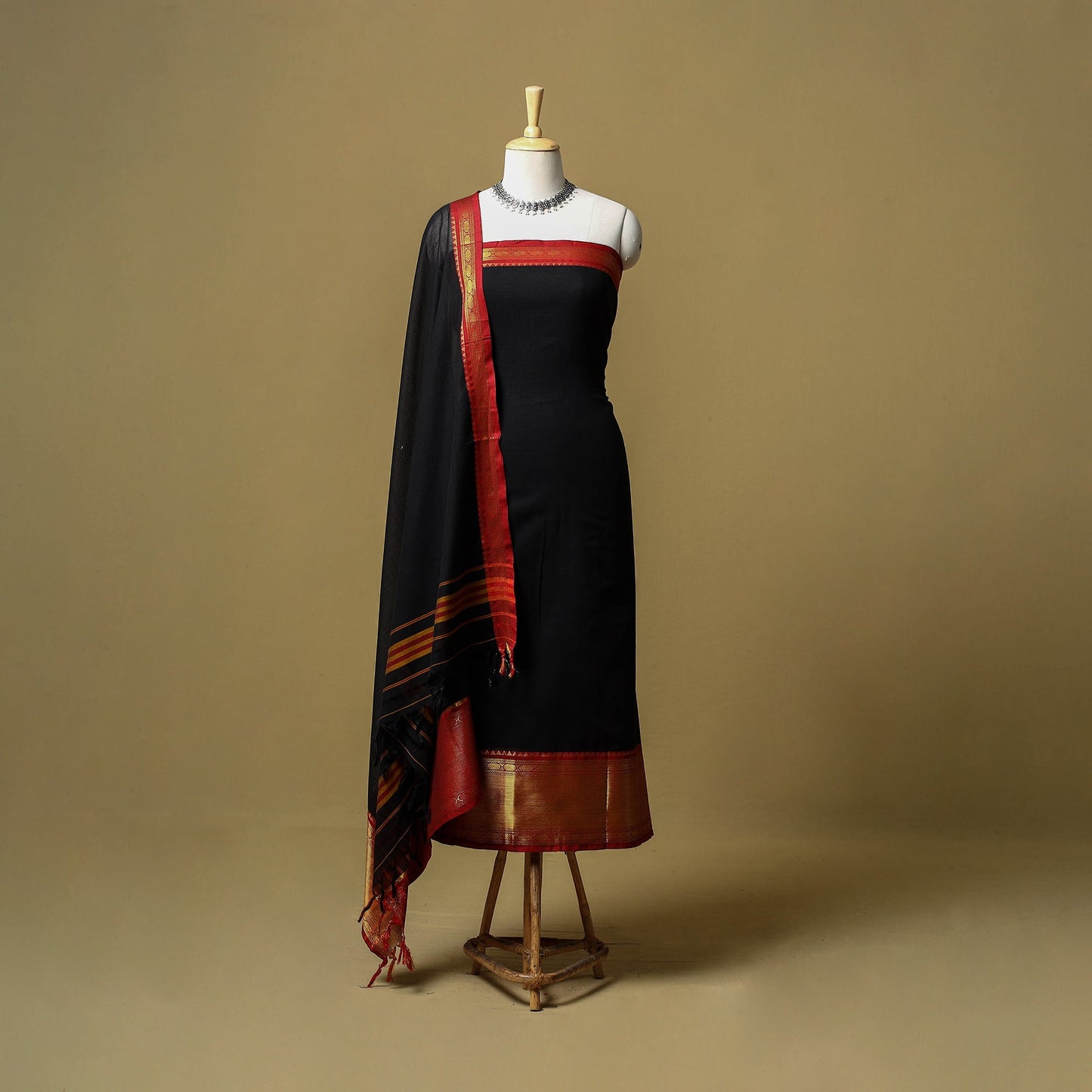 Dharwad cotton 3pc unstitched dress material with border 28